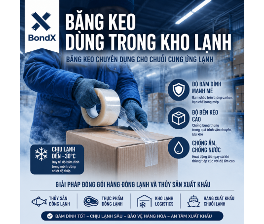 Băng keo dùng trong kho lạnh/kho thủy sản